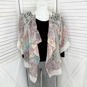 Dress Barn Paisley Boho Sheer Kimono Cardigan Topper XL Sheer Chiffon Lace